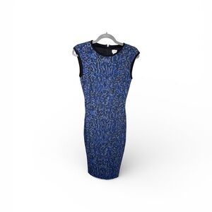 Cache Blue & Black Snake Print Sleeveless Bodycon Dress Size Small